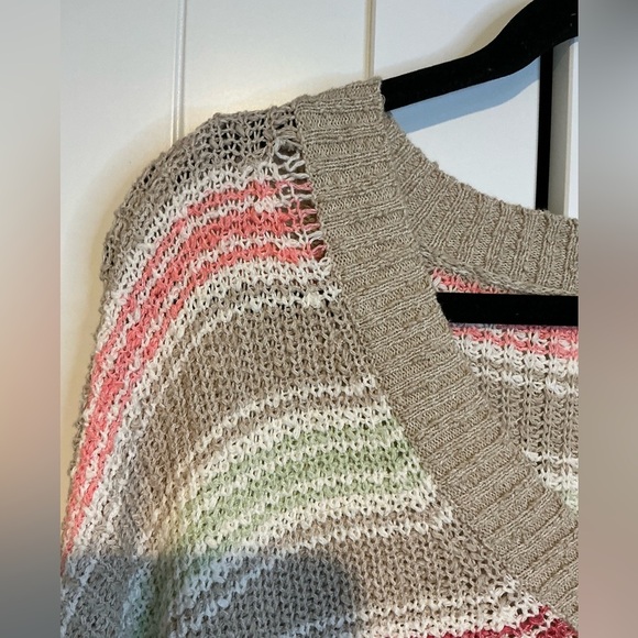 American Eagle Outfitters Striped Sweater - Beige, Pink, Green - Picture 2 of 6